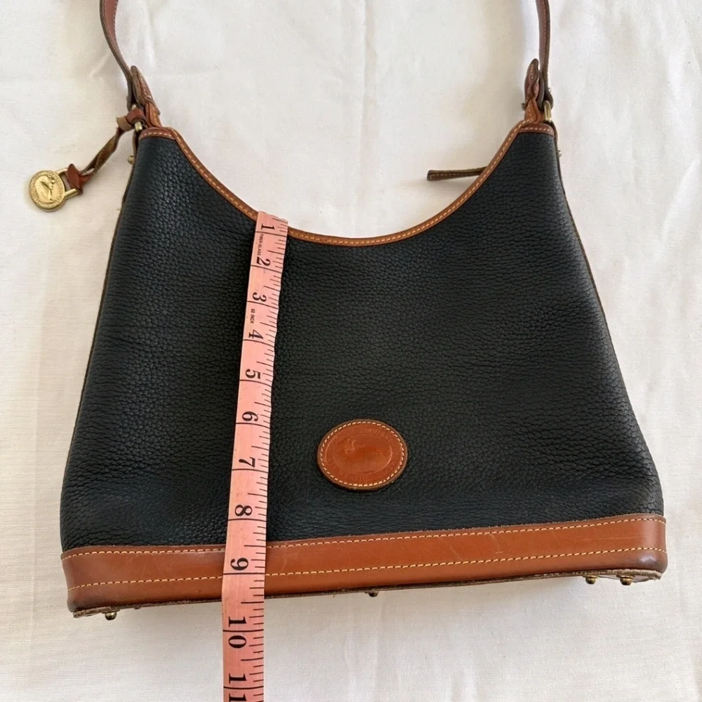 Vintage 80s Dooney And Bourke Hobo Shoulder Bag All Weather Leather Black USA